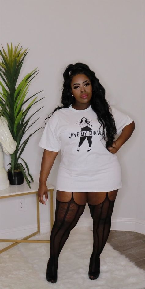 Birthday Plus Size Outfits, T Shirt Dress Diy, Tshirt Dress Diy, Shirt Dress Diy, Cut Up T Shirt, Plus Size Baddie Outfits, Plus Size Halloween Costume, Plus Size Summer Outfits, Black Plus Size