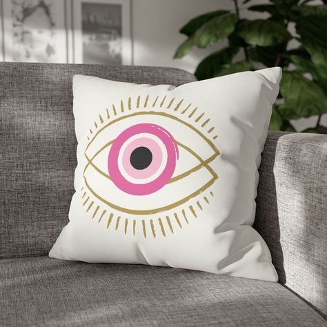 Faux Suede Pillow Case for Throw Pillow Evil Eye Pink Decor Evil Eye Pillow Cover Gift for Evil Eye Lover Cute Spiritual Gift - Etsy Evil Eye Pillow, Eye Aesthetic, Pink Pillow Cases, Suede Pillows, Eye Decor, Eye Pillow, Pink Pillows, Eye Pillows, Pink Decor