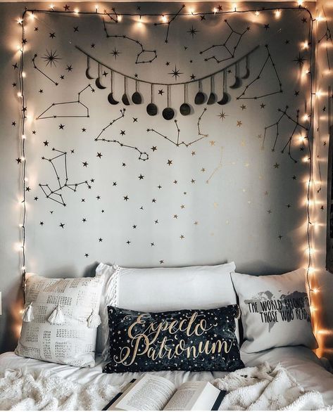 Moon Bedroom, Moon Garland, Celestial Room, Home Ideas Kitchen, Moon Room, Star Bedroom, Home Drawing, Drawing Home, Celestial Magic