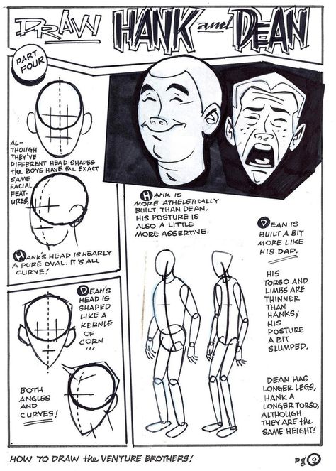 Venture Bros. - Hank & Dean Anatomy Stephen Destefano, Hank Venture, Dean Venture, Inking Reference, Hogarth Hughes, Venture Brothers, The Venture Bros, Venture Bros, Cartoon Strip