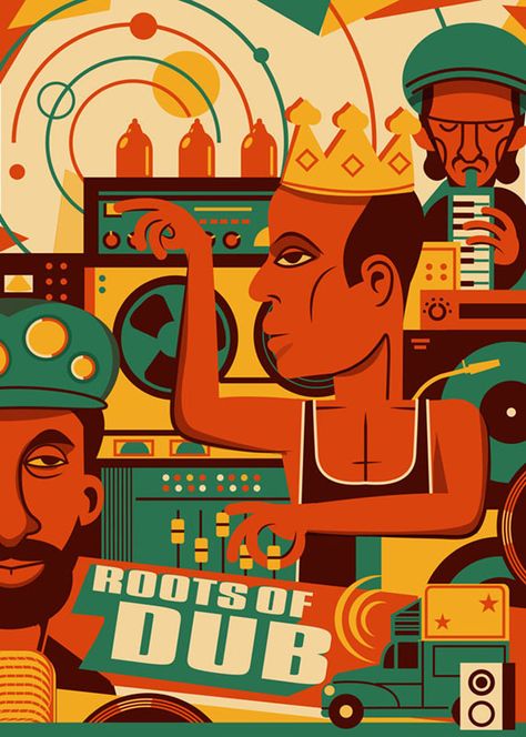 Alon Braier- “Roots Of Dub Reggae Poster, Reggae Art, Dub Music, Jamaican Music, Roots Reggae, Reggae Music, National Gallery, Music Poster, Art Show