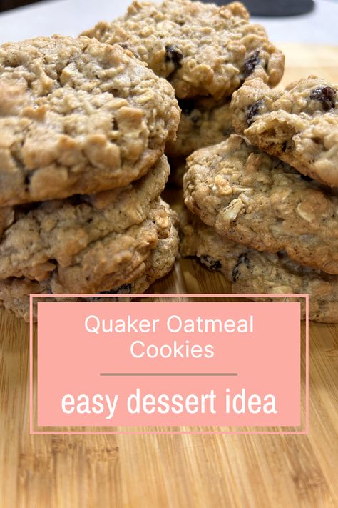 oatmeal raisin cookies Quick Oats Cookies, Oatmeal Raisin Cookie Recipe, Quacker Oats Recipes, Oatmeal Raisin Cookies Recipe, Simple Oatmeal Cookies, Original Quaker Oatmeal Cookies, Oatmeal Cookies Quaker Oats, Easy Oatmeal Cookies, Oatmeal Cookies Recipes