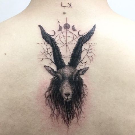 Satanic Tattoos, Tattoo Son, Astrology Tattoo, Black Phillip, Occult Tattoo, Capricorn Tattoo, Goat Head, Constellation Tattoo, Zodiac Sign Tattoos