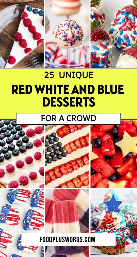 Make your 4th of July extra special with these red white and blue desserts. From cupcakes to fruit salads, you can find festive treats everyone will love. Patriotic Fruit Pizza, Red White And Blue Desserts, American Flag Cake, Fourth Of July Cakes, Frozen Yogurt Bark, Blue Frosting, Pinwheel Cookies, Grain Free Desserts, Patriotic Desserts