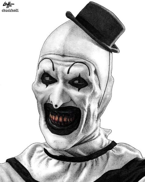 Scary Halloween Drawings, The Terrifier, Art The Clown Terrifier, Horror Movie Tattoos, Clown Paintings, Scary Characters, Horror Drawing, Clown Horror, Scary Drawings