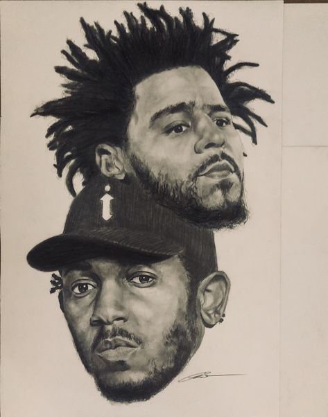 Jcole and Kendrick Lamar drawing I did.  Wish I could’ve put more effort on the hair and hat.  #jcole #cole #kendrick #kendricklamar #kdot #rappers #musicians music #lyrics #hiphop #goat #beats  #art #artist #miami #miamiartist #miamibeach #portrait #pencil #blackwhite #paper #pencil #shading #simple #classic #pencils #paper #instagramart #twitterart #tumblrart #rickyoo #design J Cole Drawing Pencil, Jcole Tattoo, Kendrick Lamar Drawing, J Cole Drawing, Kendrick Lamar Art, J Cole Art, Cool Basketball Wallpapers, Celebrity Artwork, Prismacolor Art