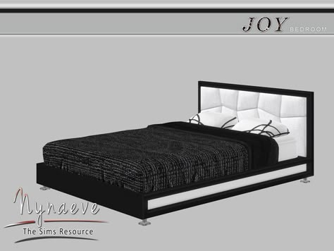 Joy Bedroom - Double Bed  Found in TSR Category 'Sims 4 Beds' Simsresources Furniture, Bed Mods Sims 4, Sims Beds Cc, Sims 4 Cc Furniture Functional Bed, Sims 4 Cc Twin Bed, Sims 4 Urban Cc Furniture Bed, Cc Beds Sims 4, Sims 4 Bed Frames Cc, Sims 4 Cc Bed Frame