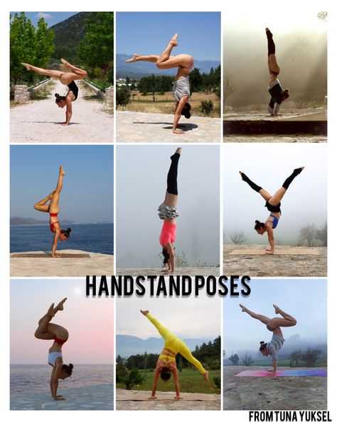 Different Types Of Handstands, Types Of Handstands, Cool Handstand Poses, Handstand Pose Reference, Fun Gymnastics Tricks, Hand Stand Poses, Handstand Pictures, Handstand Variations, Handstand For Beginners