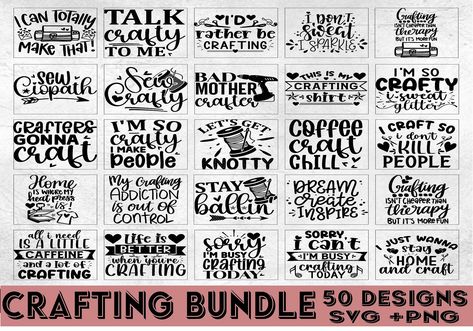 Crafting svg bundle Digital Svg, Craft Quotes, Svg Quotes, Etsy Crafts, Svg Cuts, Craft Room, Fun Crafts, Bundles, Coloring Books