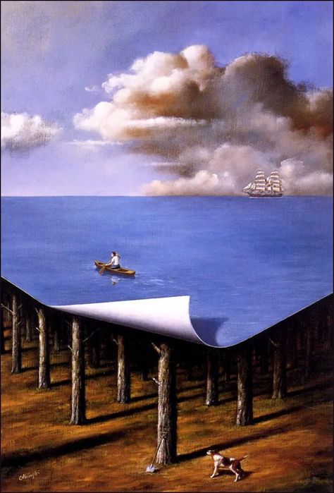 Imaginary Painting, Rafal Olbinski, Hidden Kingdom, Modern Surrealism, Surreal Artwork, Surrealism Painting, Optical Illusion, Dali, Surreal Art