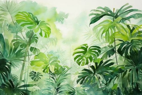 Watercolor of the tropical jungle vegetation outdoors tropics. | premium image by rawpixel.com / Darakoon Jaktreemongkol Rainforest Moodboard, Borneo Rainforest, Jungle Watercolor, Animal Taxidermy, Palm Tree Plant, Tree Patterns, Download Free Images, Watercolor Pattern, Taxidermy