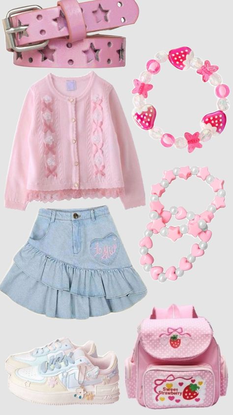 cutecore outfit!;3 Cute Core Clothing, Cute Core Style, Cutecore Winter Outfits, Cute Core Outfits, Kawaii Outfits For School, Cutecore Outfit Ideas, Kawaiicore Outfits, Cutecore Fashion, Cutecore Outfit