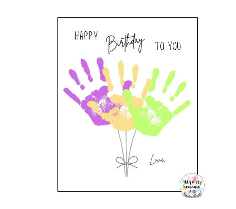 DIY Printable Birthday Balloons Handprint Craft Template Digital Print-it-out template Craft Perfect Activity for: -Teachers/Homeschooling -Parents -Daycares -Friends and Families ***Adorable artwork / craft. -Instant Download PDF File Available -Printable Craft ***Just paint and add kids handprints to make it a memorable craft : Keepsake #handprintart #footprintart #homeschooling #handandfootprint #teachercrafts #toddleractivity #diycrafts #preschoolcrafts #BirthdayCrafts #Homemadecard Happy Birthday Footprint Art, Happy Birthday Hand Print Art, Handprint Birthday Card Grandma, Birthday Card Made By Toddler Hand Prints, Happy Birthday Card With Handprints, Template Birthday Card, Birthday Handprint, Handprint Template, Handprint Printable