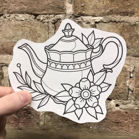 Sam King on Instagram: “🤍 teapot thing 🤍 Happy Thursday y’all” Tea Leaves Tattoo, Pot Tattoo, Teapot Tattoo, Tea Tattoo, Teacup Tattoo, Sam King, Cup Tattoo, Frog Tattoos, Tattoo Now