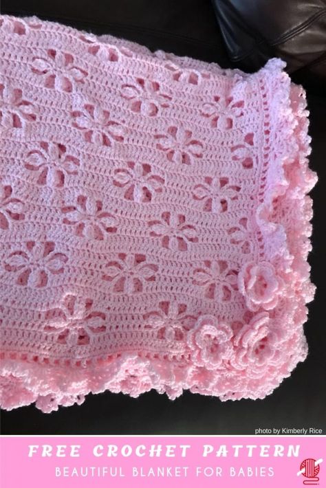 Pretty Crochet Blanket Patterns Free, Lacey Baby Blanket Crochet Patterns Free, Free Baby Blanket Crochet Patterns Easy, Quick Crochet Baby Blanket Free Pattern, Free Crochet Baby Blanket Pattern, Beautiful Crochet Blanket, Motifs Afghans, Baby Wreaths, Crochet Blanket Border