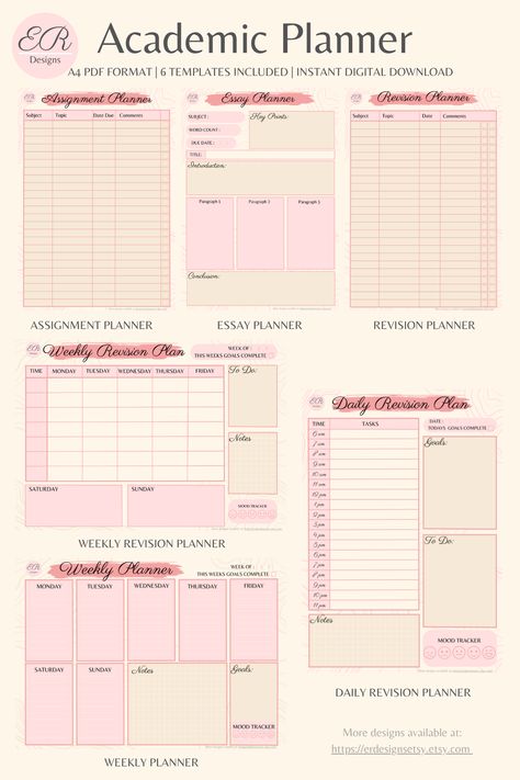 Digital/Printable Academic Planner - Ice Cream | Weekly Printable Planner By Annetta Situ | #planner #design #editable #canva #custom Editable Canva personal planner templates to create printable and digital planners. Edit the templates on Canva. Daily Planner Ideas Student, Aesthetic Study Planner Template, Study Plan Aesthetic, Student Daily Planner Template, Study Notes English, Weekly Study Planner Template, Study Weekly Planner, Checklist Template Aesthetic, Exam Revision Planner