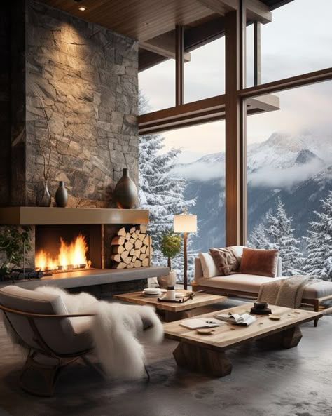 Cozy Mountain Home, Warm Living Room Decor, Mountain Home Interiors, Living Room Decor Tips, Lodge House, Modern Mountain Home, Living Room Warm, Modern Mountain, Mountain Homes