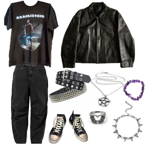 Men Goth Style, Metal Clothing Style, Metal Outfit Aesthetic, Metal Aesthetic Outfits Men, Alt Rock Fashion, Rock Style Outfits Men, My Metal Outfits, Rammstein Concert Outfit, Emo Punk Outfits Men