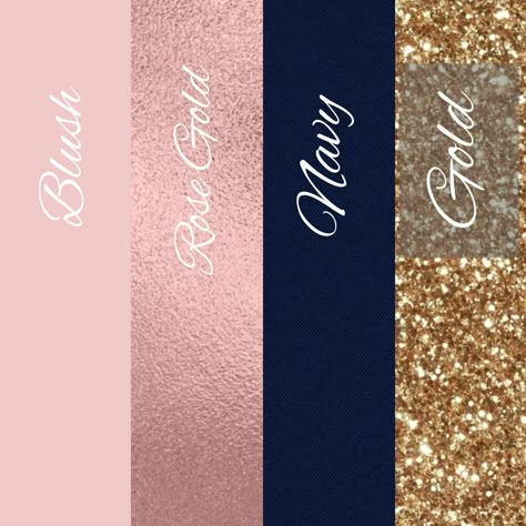 Cobalt Blue And Rose Gold Wedding, Royal Blue Blush And Gold Wedding, Navy Blue Rose Gold Champagne Wedding Decor, Blush And Navy Bridal Party, Navy Blush And Gold Wedding, What Colors Go With Rose Gold, Navy Blue And Blush Pink Wedding Decor, Rose Gold And Navy Wedding Theme, Color Schemes For Party