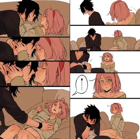 Sakura And Sasuke Kiss, Sasusaku Doujinshi, Sasuke Uchiha Sakura Haruno, Comic Style Art, Naruto Sasuke Sakura, Naruto Comic, Naruto Shippuden Characters, Naruto Cute, Sakura And Sasuke