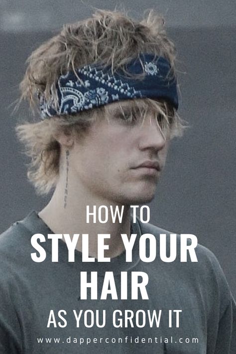 Mens Hair Growing Out Stages, Men’s Hair Growing Out, How To Style Long Hair For Men, How To Style Growing Out Hair, Growing Hair Out Stages, How To Find Your Style Men, Hair Styles While Growing It Out, How To Grow Long Hair Men, How To Style Hair While Growing It Out