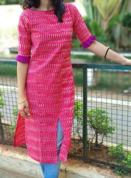 Simple Boat Neck Designs For Kurti, Cotton Chudi Hand Designs, Salwar Hand Designs, Neck And Hand Designs For Kurtis, Cotton Kurti Back Neck Designs, Kurtis Sleeves Designs Latest, Kurthi Sleeve Designs Latest, Tops Neck Designs Latest, Boat Neck Kurti Design Cotton