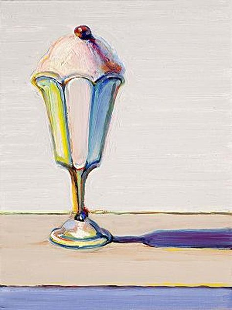 Wayne Thiebaud 1 Wayne Thiebaud, An Ice Cream, Cupcake, Oil Painting, Ice Cream, Cream, White