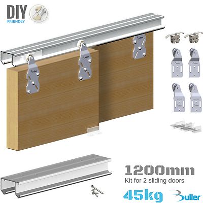 Horus Double Rail Track System. Wardrobe Sliding Door Gear 45Kg/1200mm (2 door) 5905518210109 | eBay Sliding Door Wheels, Diy Sliding Door, Sliding Door Rollers, Mdf Doors, Sliding Wardrobe Doors, Sliding Door Systems, Kitchen Wardrobe, Wardrobe Door, Sliding Wardrobe