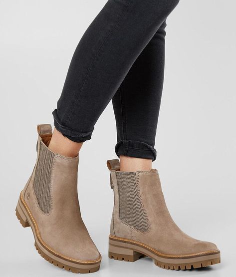 Timberland Courmayeur Valley Chelsea Boot - Women's Shoes in Medium Grey Nubuck | Buckle Timberland Boots Women Outfit, Timberland Chelsea, Timberland Boots Outfit Mens, Timberland Boots Outfit, Timberland Waterproof Boots, Timberland Outfits, Tokyo Street Fashion, Yellow Boots, Boots Cowboy