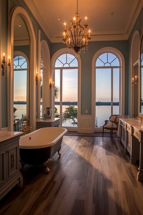 Big House Bathroom, Luxury Victorian Bathroom, Rich People Bathrooms, Big Rooms Luxury, French Villa Interior Bedroom, Fancy Modern House, Stately Homes Interior, Fancy Bathroom Luxury, Big Victorian House