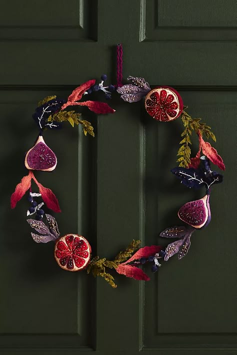 Christmas Ornaments & Holiday Decor | Anthropologie Classic Wreath, Christmas Inspiration, Rumi, Yule, Christmas Cheer, Winter Holidays, Pomegranate, Fig, Christmas Time