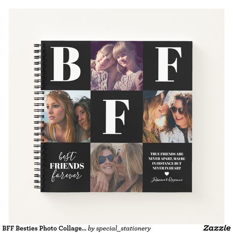 Bff Books, Bestie Book, Friend Presents, Foto Best Friend, Top Gifts For Kids, Collage Black, Friend Scrapbook, Black Notebook, True Friends Quotes