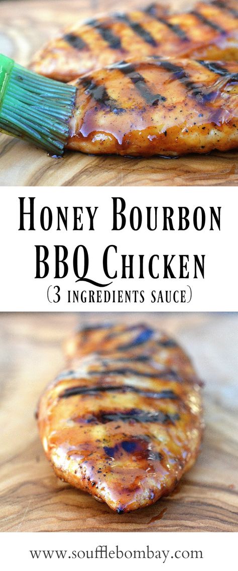 Honet Bourbon BBQ Chicken (only 3 ingredient for the sauce). Talk about finger-lickin' good! Hummus Variations, Bbq Grilled Chicken Recipes, Honey Bourbon Chicken, Whiskey Chicken, Bbq Chicken Marinade, Bourbon Bbq Sauce, Honey Barbecue Sauce, Honey Bourbon, Bourbon Recipes