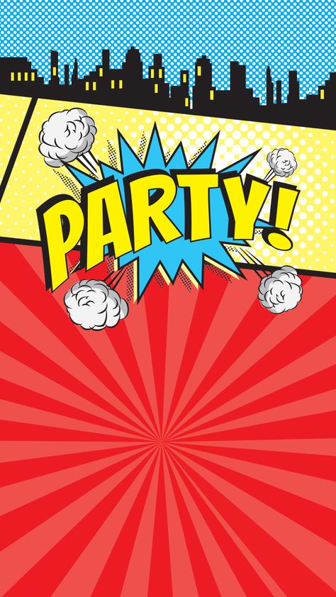 Anything superhero or comic book related is always a great theme for a party - especially, a birthday party! Throw a wonder of a birthday party with this free paperless Evite invitation. Superhero Invite, Superhero Birthday Party Invitations, Comic Party, Pop Art Background, Superhero Invitations, Party Planning Ideas, Pop Art Comic, Superhero Birthday Party, Spiderman Birthday