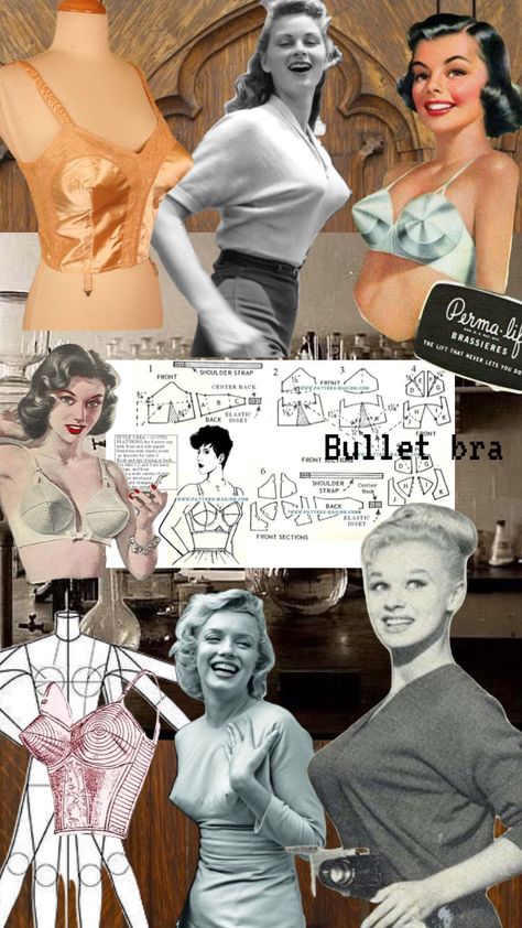 Bullet bra #bra #brassiere #undergarment #vintage #1950s #1950saesthetic #fashion #fashionmoodboard 1950’s Aesthetic, Bullet Bra, Fashion Mood Board, 1950s Fashion, Bra Styles, Vintage 1950s, Shoulder Strap, Tights, Lingerie