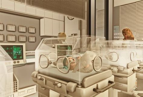 Sims 4 Birthing Center, Sims 4 Functional Strollers, Sims Download, 4 Poses, Birth Center, Premature Baby, Sims 4 Build, Sims House, Sims 4 Cc