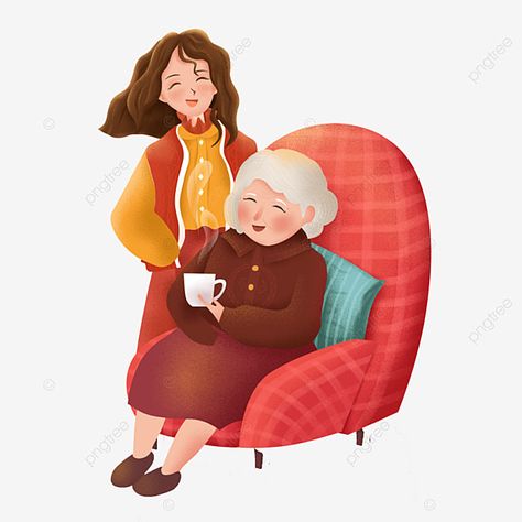 Grandmother And Granddaughter, Object Illustration, Book Illustration Design, Birthday Card Drawing, Card Drawing, Love Illustration, Apple Watch Faces, Woman’s Day, Cartoon Illustration