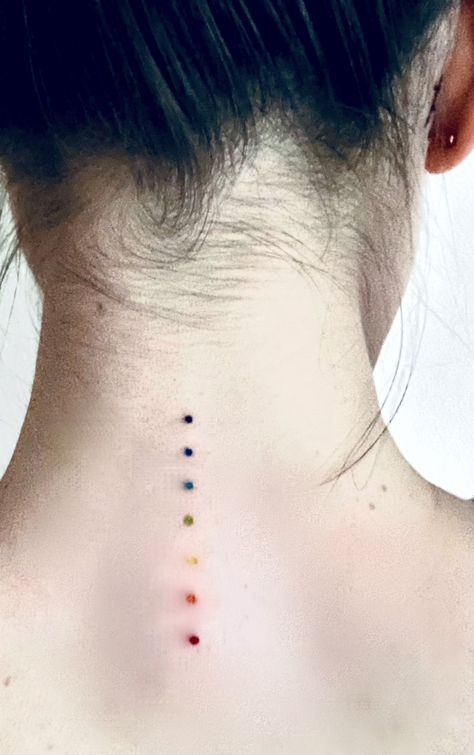 Chakra Tattoo Neck, Chakra Tattoo Behind Ear, Radiation Tattoo Cover Up, Chakra Neck Tattoo, Inner Child Tattoo Ideas, Inner Child Tattoo, Chakras Tattoo, Chakra Painting, Stunning Tattoos