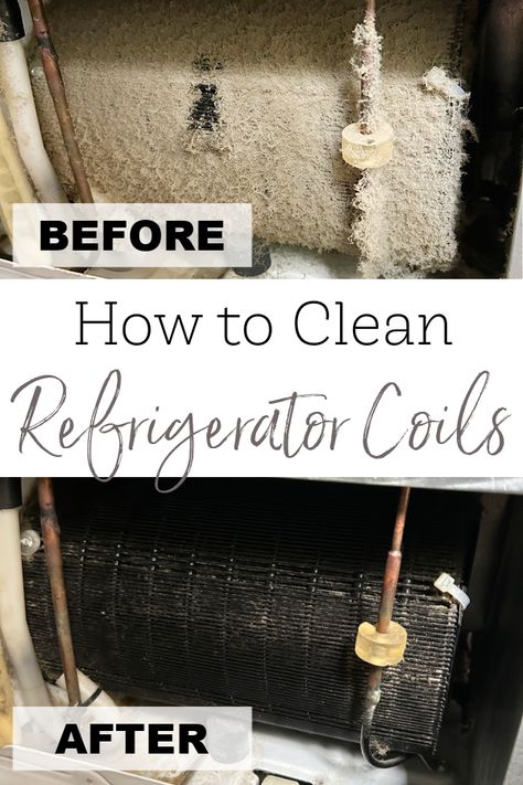 A step-by-step tutorial showing how to clean refrigerator coils. This 5 minute task makes your refrigerator run more efficiently, saving you money. How To Clean Refrigerator, Diy Floor Cleaner, Clean Refrigerator, Natural Cleaning Recipes, Homemade Cleaning Products, Cleaning Recipes, Save Your Money, Coils, Me Clean