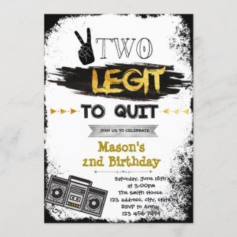 Two Legit To Quit Birthday, Two Cool Birthday, 18th Birthday Invitations, 2 Birthday Party, Birthday Party Boy, Two Cool, Halloween Birthday Invitations, Second Birthday Ideas, 21st Birthday Invitations