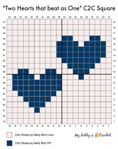 My Hobby Is Crochet: "Two Hearts that beat as One" C2C Square - Free Crochet Pattern + Graph (Wedding Blanket CAL!) + Video Tutorial C2c Crochet Chart, Crochet Grid Blanket, Simple Crochet Tapestry, Simple Tapestry Crochet, Crochet Pattern Graph, Crochet C2c Pattern, Graph Crochet, Pixel Crochet, Pola Amigurumi