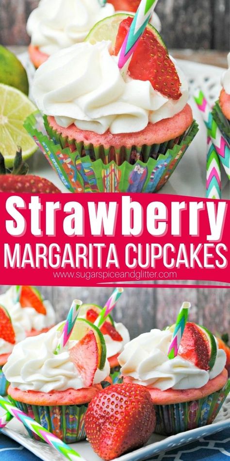 Tequila Cupcakes, Strawberry Margarita Cupcakes, Tequila Pineapple, Boozy Cupcakes Recipes, Salty Tart, Strawberry Tequila, Cocktails Vodka, Infused Cupcakes, Margarita Cupcakes