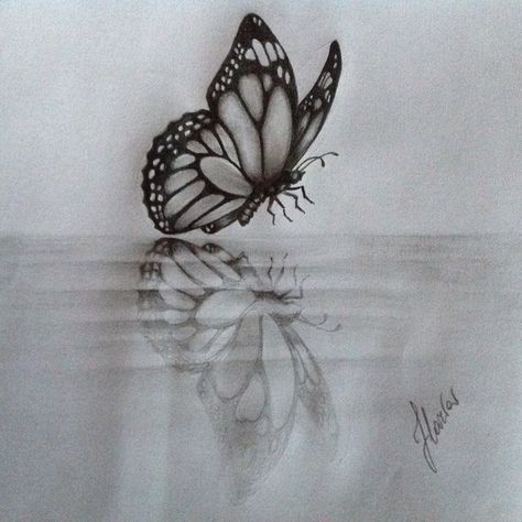 butterfly #water #acqua #reflection #mirror #riflessi #fa… | Flickr Water Sketch Pencil, Reflection Drawing Easy, Reflection Drawing Ideas, Water Reflection Drawing, Water Reflection Tattoo, Reflection Sketch, Butterfly Reflection, Reflection Tattoo, Drawer Drawing