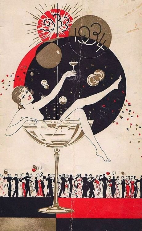 1930s New Year’s Eve/Party Invitation Card. New Year Postcard, Deco Poster, Art Deco Posters, Illustration Vintage, Vintage Christmas Cards, New Year Card, Vintage Holiday, Vintage Cards, Vintage Ads