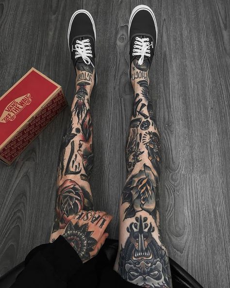 BEST OLD SCHOOL on Instagram: “Model @igortepliakov . . . #oldworkers #oldschooltattoo #oldschool #oldschoolink #traditionaltattoo #traditionalink #traditionaltattooflash…” Traditional Tattoo Leg, Traditional Tattoo Leg Sleeve, Shin Tattoo, Neotraditional Tattoo, Tattoo Leg, Traditional Tattoo Sleeve, Tattoo Inspiration Men, Old School Tattoo Designs, Leg Tattoo Men