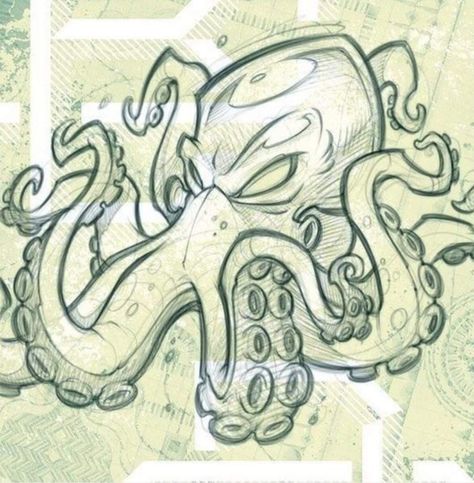 Octopus Graffiti Art, Octopus Tattoos For Men, How To Draw Octopus, Octopus Graffiti, Octopus Tentacles Drawing, Octopus Doodle, Octopus Drawings, Kraken Drawing, Octopus Outline