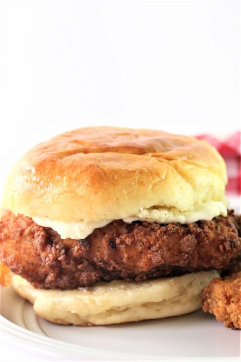 Gluten Free Chick-fil-A Style Chicken | Let Them Eat Gluten Free Cake Chick Fil A Copycat, Chick Fil A Recipe Copycat, Gluten Free Fried Chicken, Chick Fil A Sandwich, Spicy Sandwich, Crispy Chicken Sandwiches, Spicy Fried Chicken, Spicy Chicken Sandwiches, Gluten Free Buns