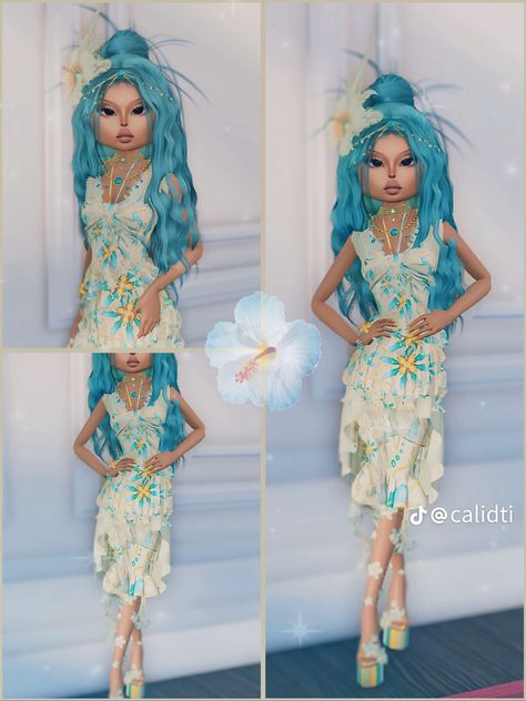 Florals Dti Outfit, Floral Dress To Impress, Beach Dress To Impress, Dress To Impress Florals, Florals Outfits Dress To Impress, At The Beach Dress To Impress, Zepeto Item, Abba Outfits, Fancy Dress Code