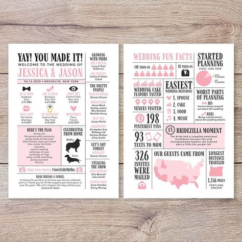 Wedding Pamphlet, Wedding Fun Facts, Lilac Wedding Bouquet, Wedding Trivia, Program Wedding, Wedding Infographic, Father Daughter Gifts, Pretty Wedding Cakes, Unique Wedding Programs