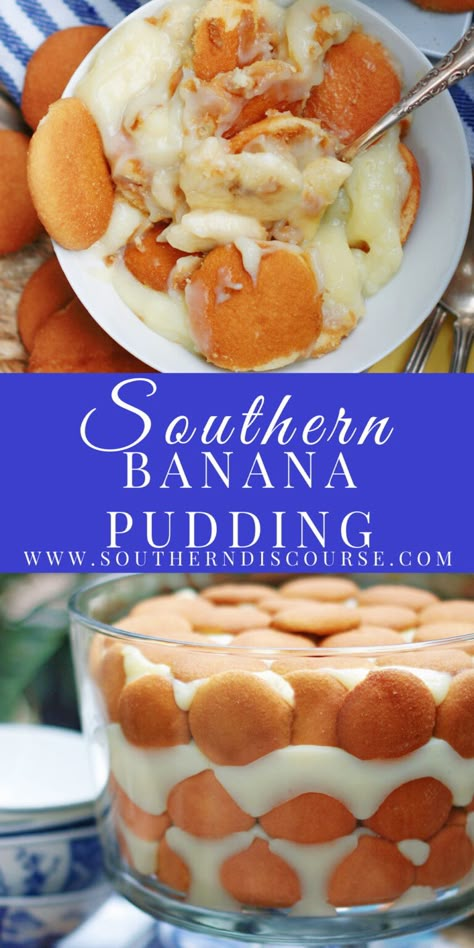 Southern Banana Pudding from Scratch - southern discourse Grandmas Banana Pudding Recipe, Nana Pudding, Banana Pudding From Scratch, Old Fashioned Banana Pudding, Homemade Banana Pudding Recipe, Banana Pudding Desserts, Southern Banana Pudding, Banana Pudding Recipe, Vanilla Wafer